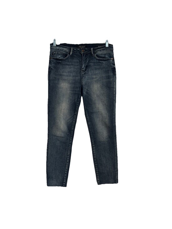 Judy Blue Denim - Judy Blue Women’s 9/29 Relaxed Fit Jeans Distressed Raw Hem High Rise Med Wash
